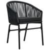 Bistro Set - VIDAXL - 3 Pieces - Black - Weatherproof - With Cushions