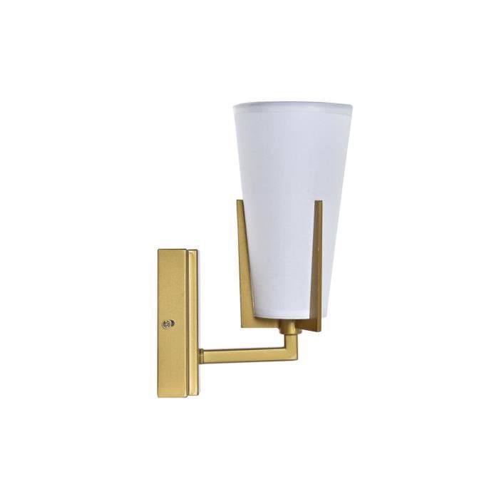 Applique Murale - DKD Home Decor - 25W - Métal Doré - Polyester Blanc - E14 220V