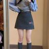 Women's Gray Wool Woolen High Waist Pencil Skirt - Winter 2026 Korean Style, Hip Wrap, Slimming, Versatile, Black.