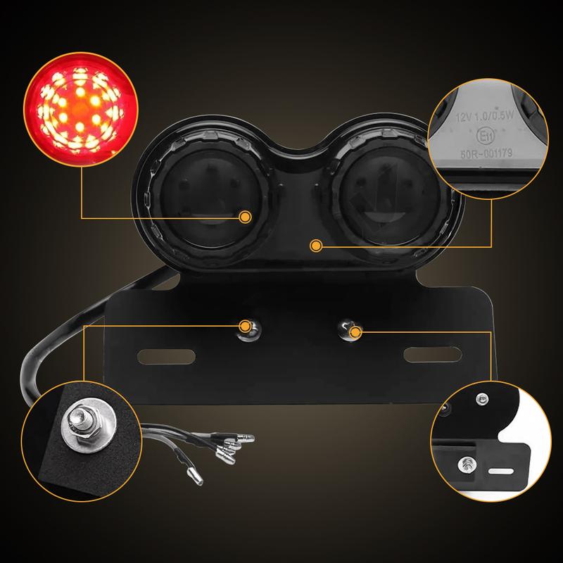 12V Motorcycle Tail Light With Turn Signal Indicator Stop Lamp License Plate Bracket Lamp Integrated Universal For Motorbike