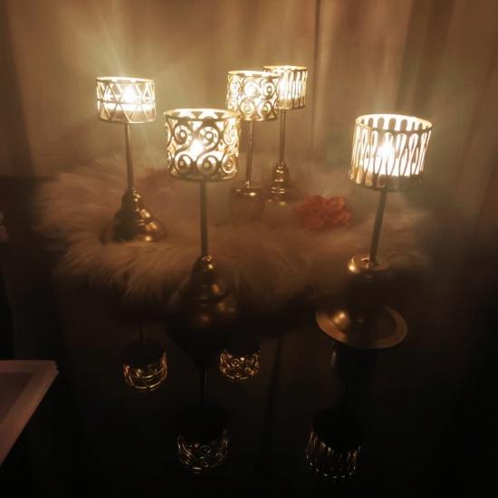 Geometric Hollow Iron Decoration Home Candle Holder Ornaments