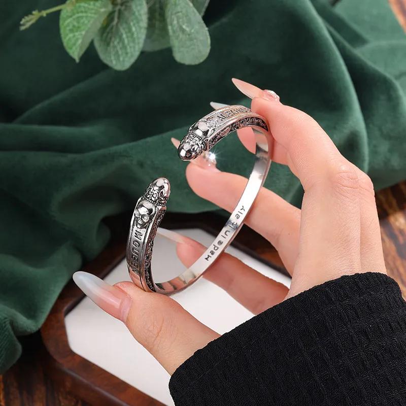 Hip Hop Skull Bracelet Snake Totem Retro Open Bracelet Couple Style Bracelet