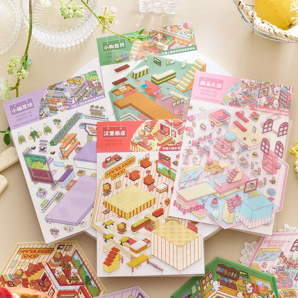 2pcs fun 3d landscape sticker Planner Creativity Decorative Hand Account Hand Account Scrapbooking material