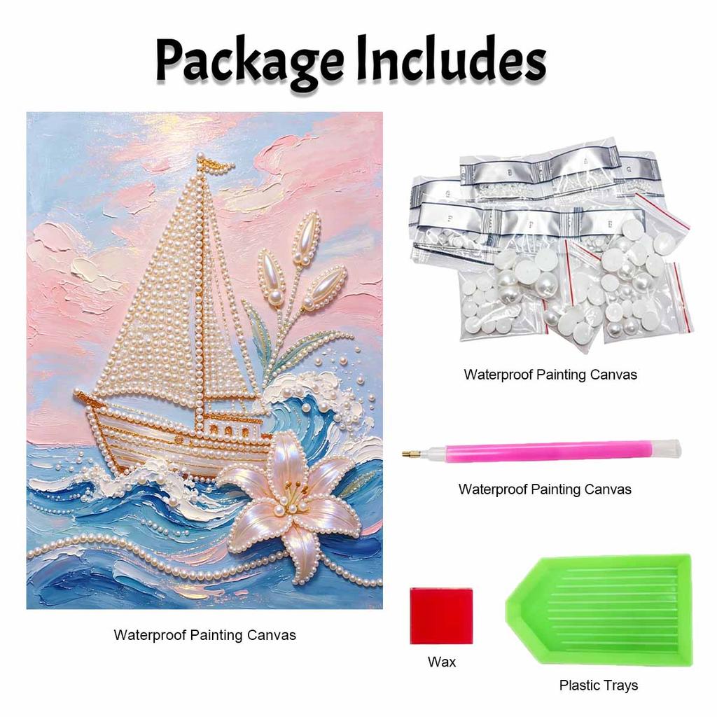 Sailboat pearl painting handmade diy pearl art painting stickers home decoration gifts