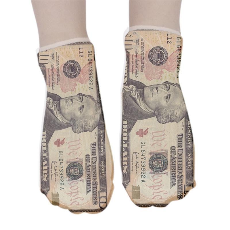 Unisex Mens Women Funny 3D Print Dollar Money Pattern Ankle Socks Athletic Novelty Basketball Invisible Short Tube Socks