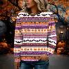 Women's Long Sleeve Flannel Top with Halloween Print for Fall Holiday