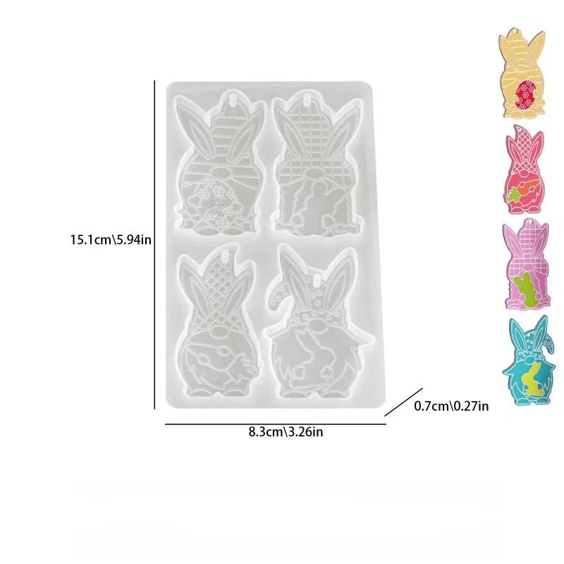 3D Easter Bunny Ornament Silicone Mold DIY Egg Mushroom Shapes Pendant Mould Cute Rabbit Resin Plaster Casting Molds Home Decor