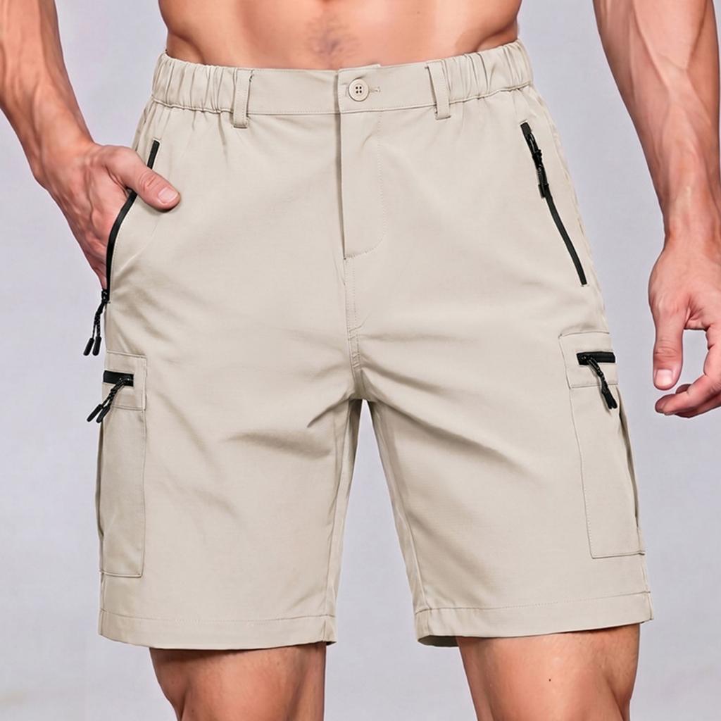 Men's Casual Drawstring Waist Lightweight Stretch Athletic Shorts with Zip Pockets Comfortable Fit Breathable Fabric