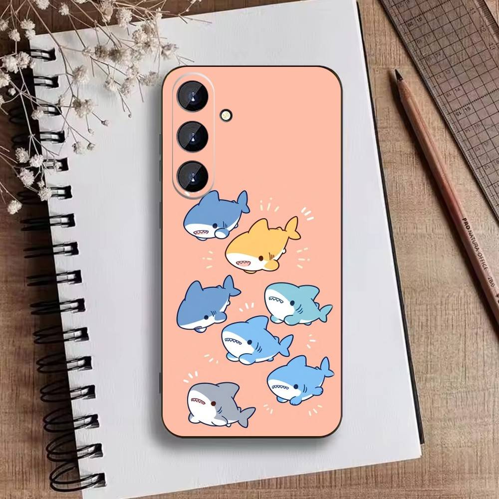 Cute Shark Phone Case For Samsung Galaxy A73,A21s,A22,A31,A52,A53,A71,A41Soft Black Shell