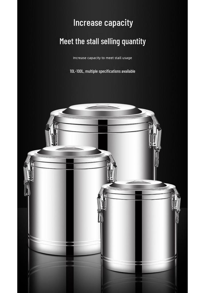 Large Capacity Stainless Steel Insulated Bucket for Porridge, Rice, Tea, and Hot Water