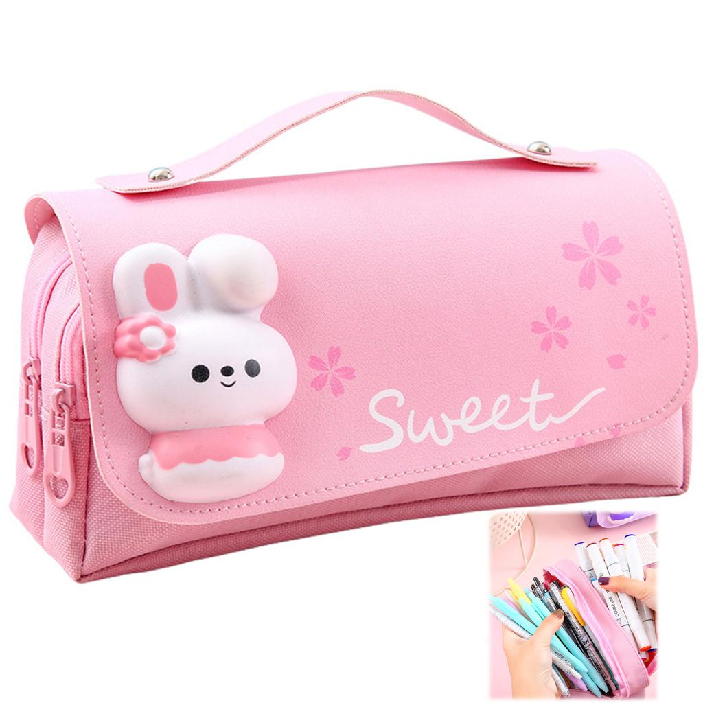 Pencil Pouch With Stress Relief Toys 21x11x6cm 3-Layer Storage For Students
