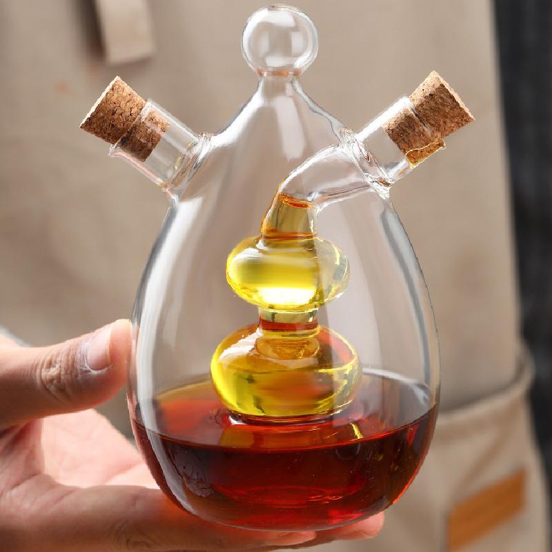 Double Glass Pot Kitchen Supplies Seasoning Bottle Soy Sauce Bottle Vinegar Bottle Glass Oil Vinegar Pot Kitchen Accessories