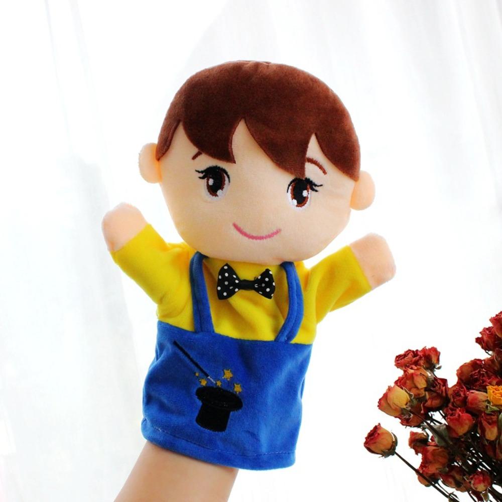 High Quality Portable Plush Storytelling Puppet 25CM Cartoon Story Hand Puppet Familys Members Finger Puppetry Toy