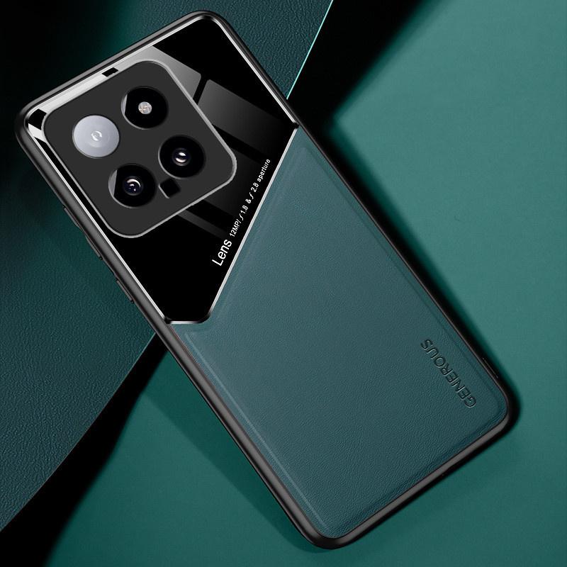 

Кожаный текстурированный чехол для Xiaomi 14 Ultra 13T Pro 13 Lite 12T, чехол с автомобильным магнитным держателем на присоске, противоударный чехол для бизнеса, полная защита For Xiaomi 13 Pro зелёный