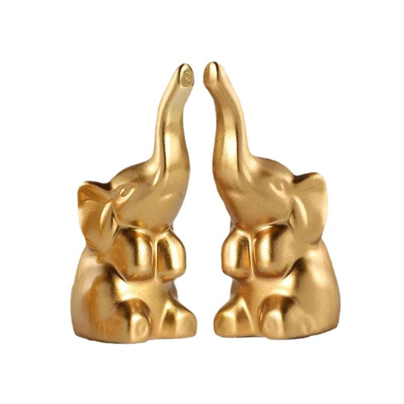A Pair of Resin Handicraft Elephant Figurines for New Home Decoration - Simple Animal Wine Cabinet Decorations