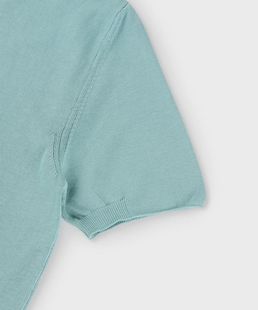 PANICALE Aqua Herringbone Cotton Short Sleeve Knit