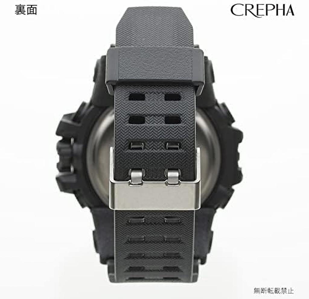 Crefer Men's Digital-Analog Waterproof Watch with Stopwatch and Urethane Strap, Black, TS-AD095-BK