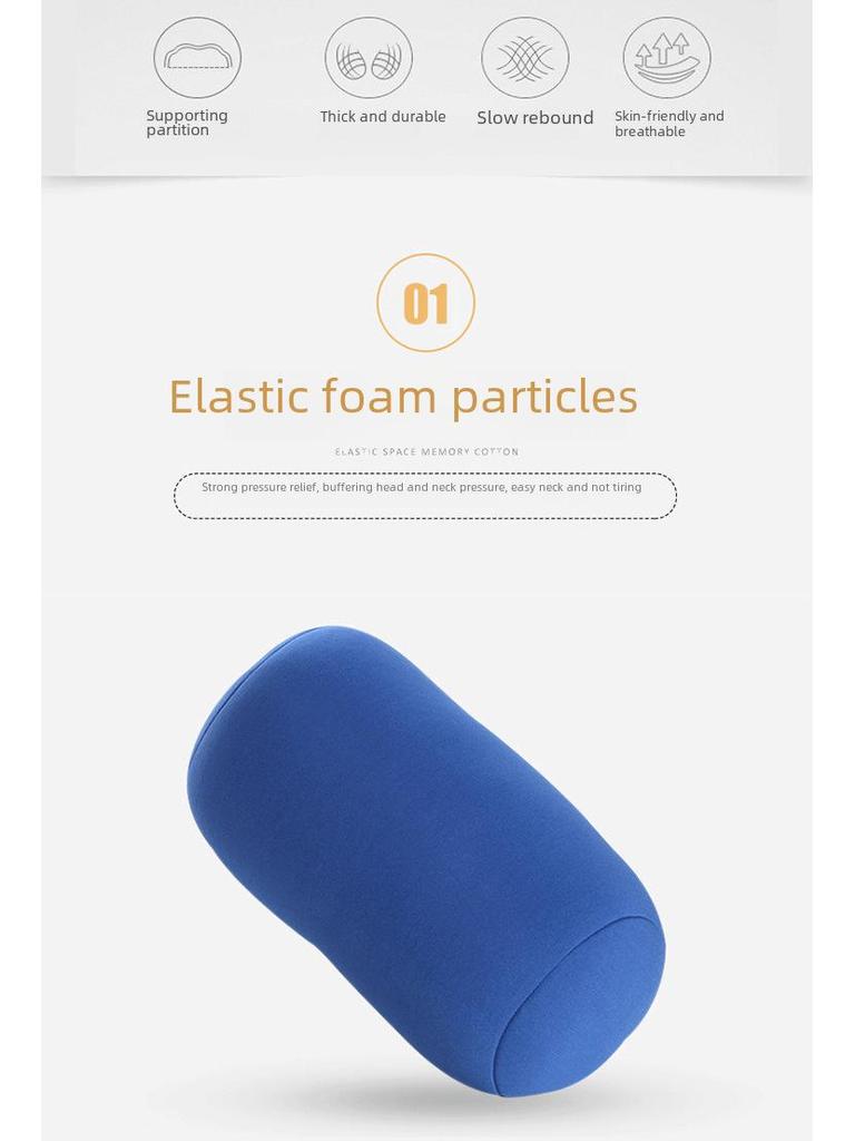 Pernă cilindrică cu particule de spumă - Suport pentru gât și talie de culoare solidă pentru utilizare la birou și somn