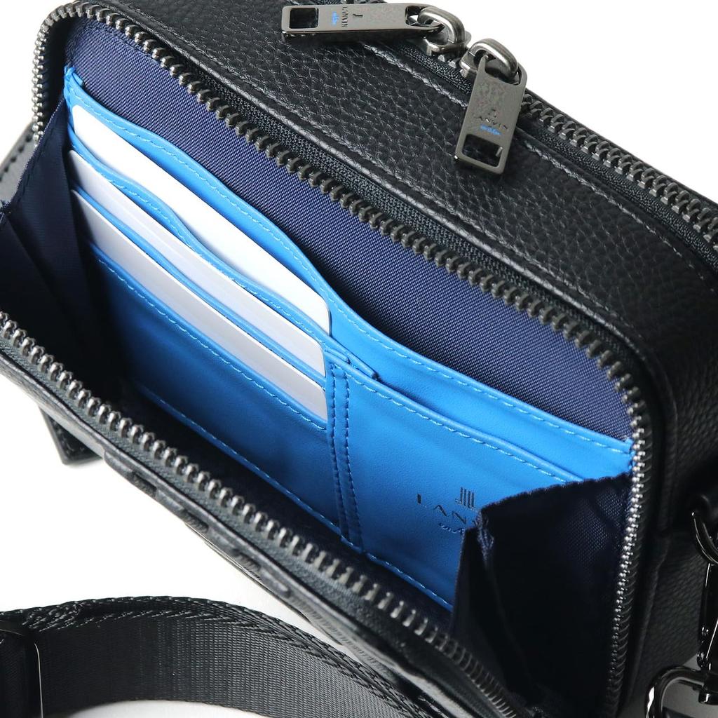 Lanvin en Bleu Tumble Shoulder Bag for Men, Double Size, No. 512122, Black