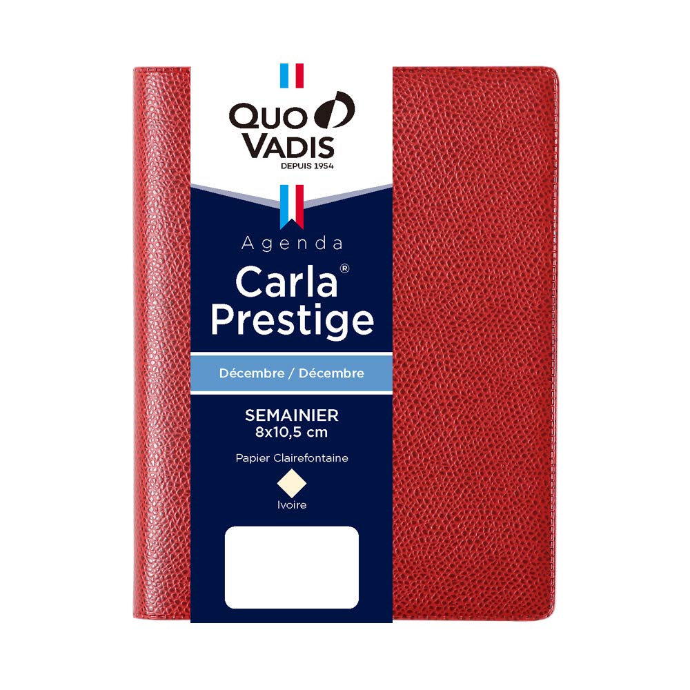 

Quo Vadis 2026 Edition Carla Prestige/Ampara Planner Diary (Weekly Vertical, Starting December 2025, A7 8x10.5cm, French Edition) Red (qv36801rd)