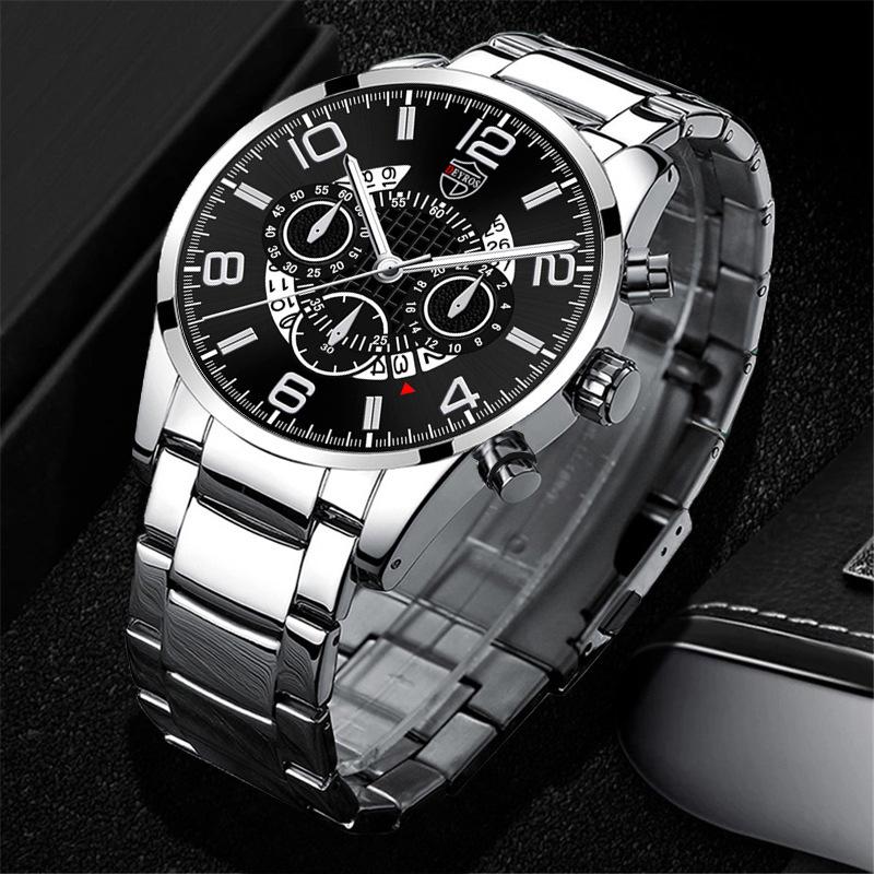 Watch Three-Piece Men'S Accessories Watch Ring Necklace Bracelet Men'S Quartz Watch