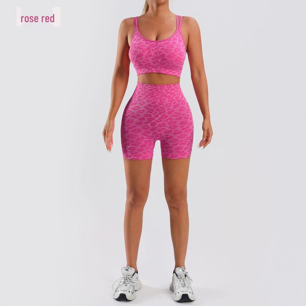 TK High Waist Seamless Yoga Set: Stretchy Three-Quarter Shorts & Sexy Bra with Chest Pads for Women