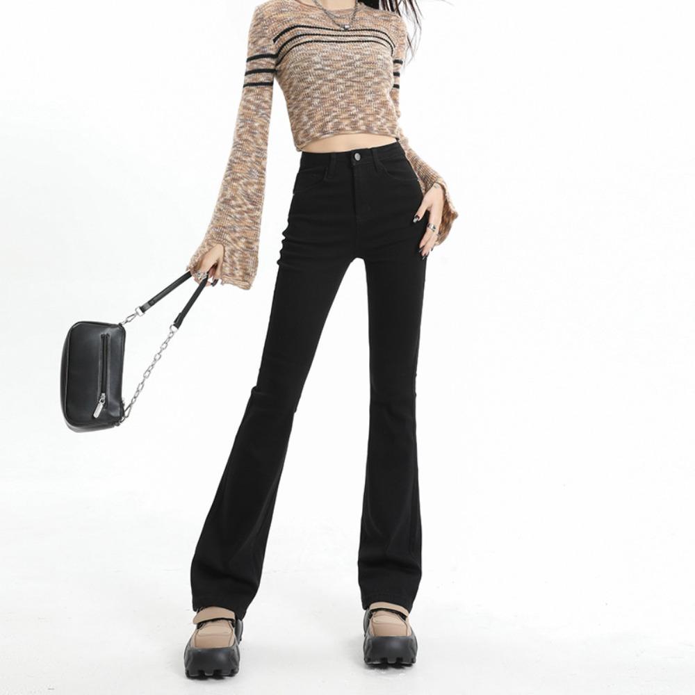Fashion Flared Pants Women's Spring and Autumn New Korean Version of High Waist, Thin and Versatile Casual Small Micro-pull Jeans