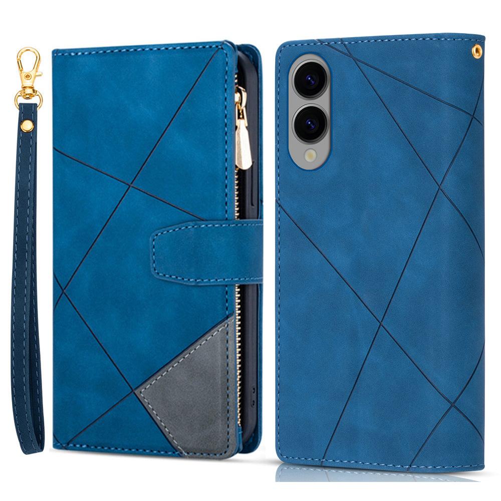 For Samsung Galaxy S25 Edge Wallet Case Color Splicing Leather Phone Cover with Stand