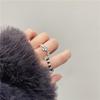 Korean Retro Geometric Heart & Clover Crystal Pearl Ring
