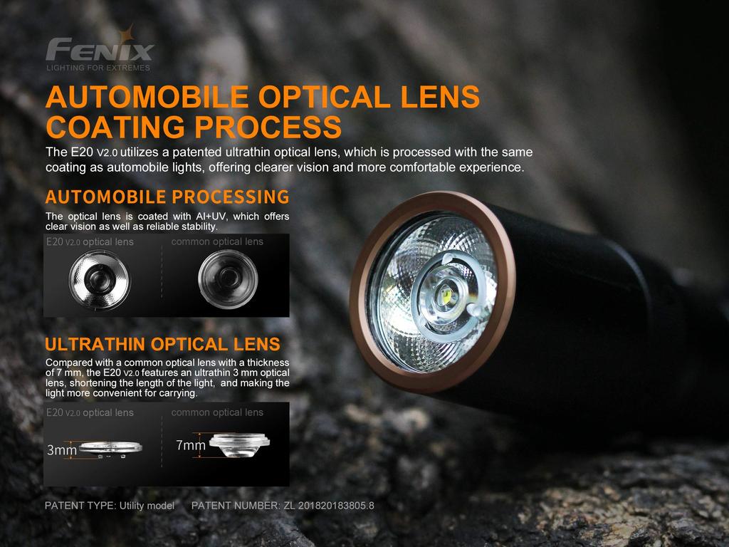 Fenix E20 Max 350 AA Battery Aluminum IP68 EDC V2.0 Flashlight, Lumens, Powered, Construction, Waterproof, Compact,