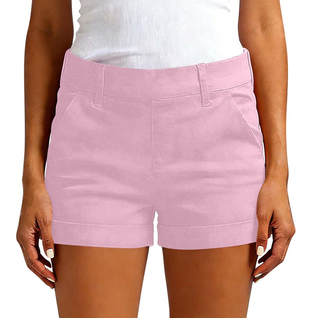 Women's Fashionable Casual -Color Shorts With Pockets