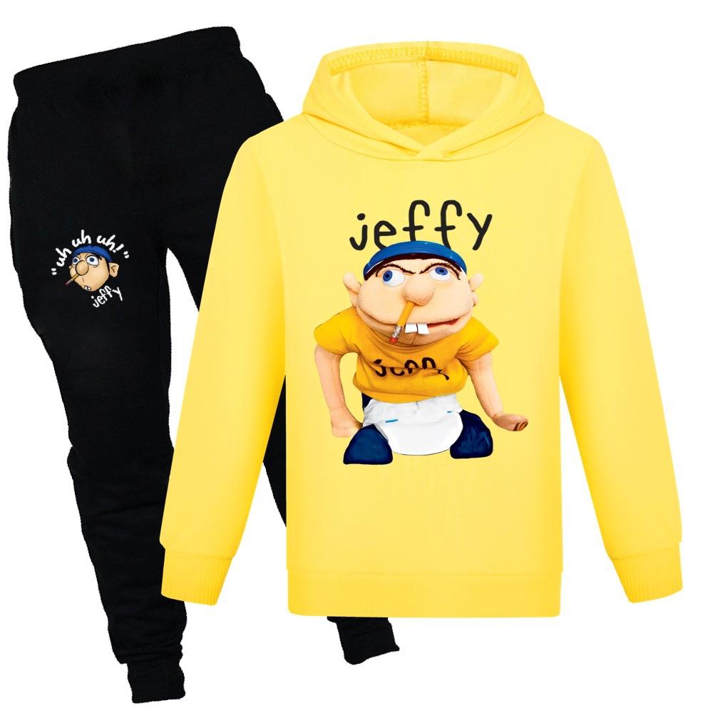 Anime Jeffy Puppet Clothes Kids Pullover Sweatshirts+Pants 2pcs Sets Boys Cartoon Tracksuit Children Clothing Baby Girls Outfits