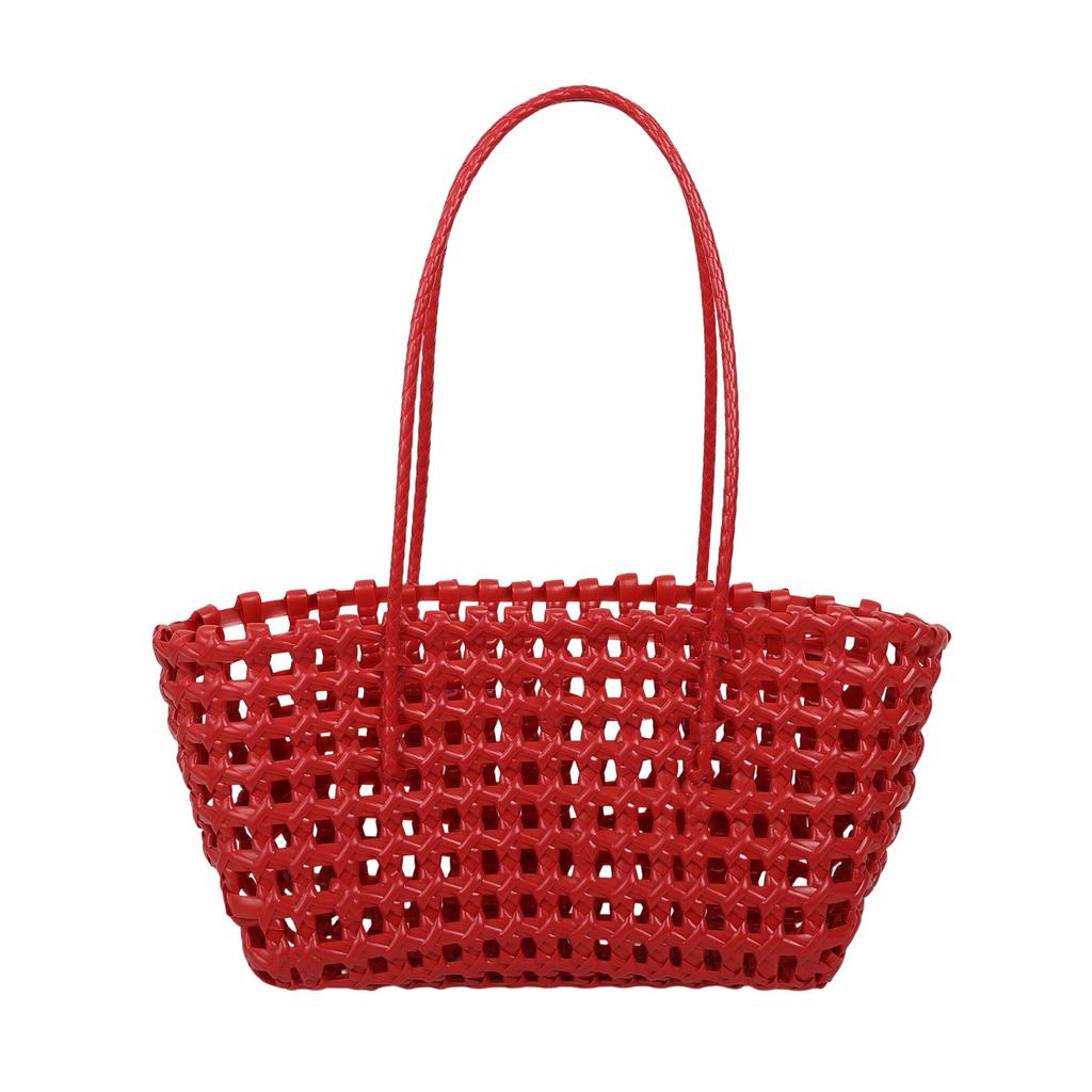 Stylish and simple handbag summer new woven striped hollow bag storage basket pastoral vegetable basket shoulder bag