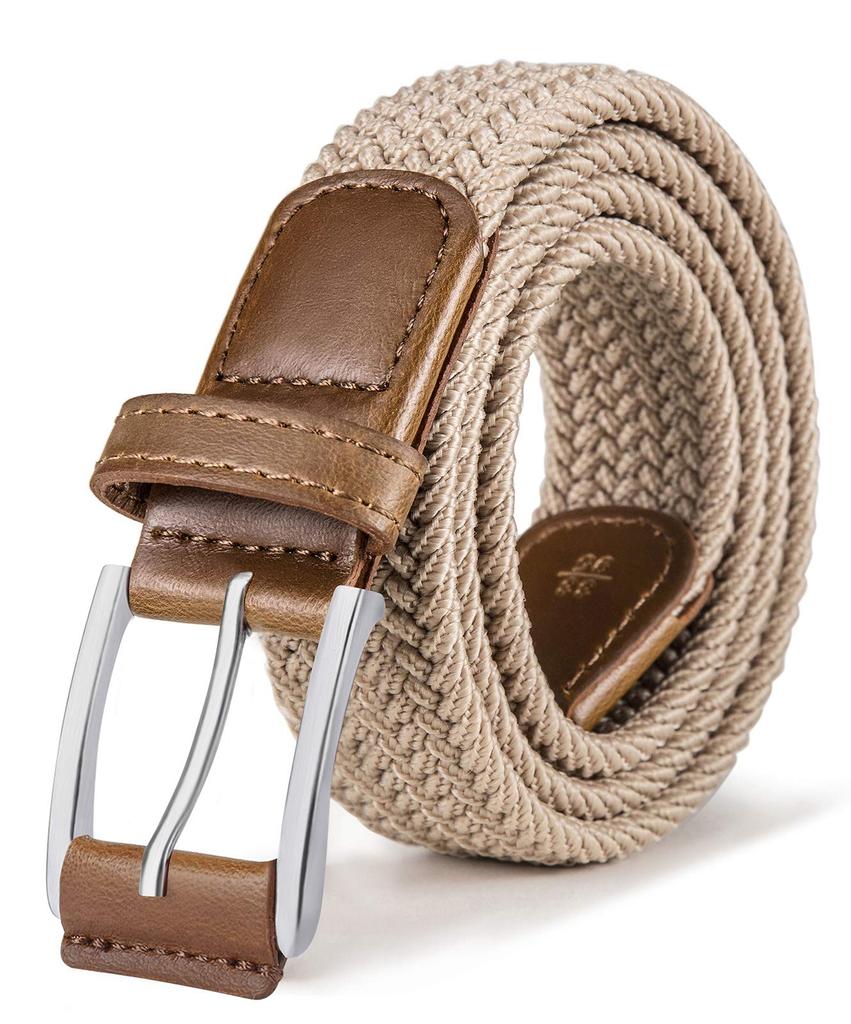 BULLIANT Solid Color Mesh Belt with Elastic Braided Stretch Strap for Casual Gift Box Included 105cm Total Adjustable for Waist Sizes Men's Fashion,