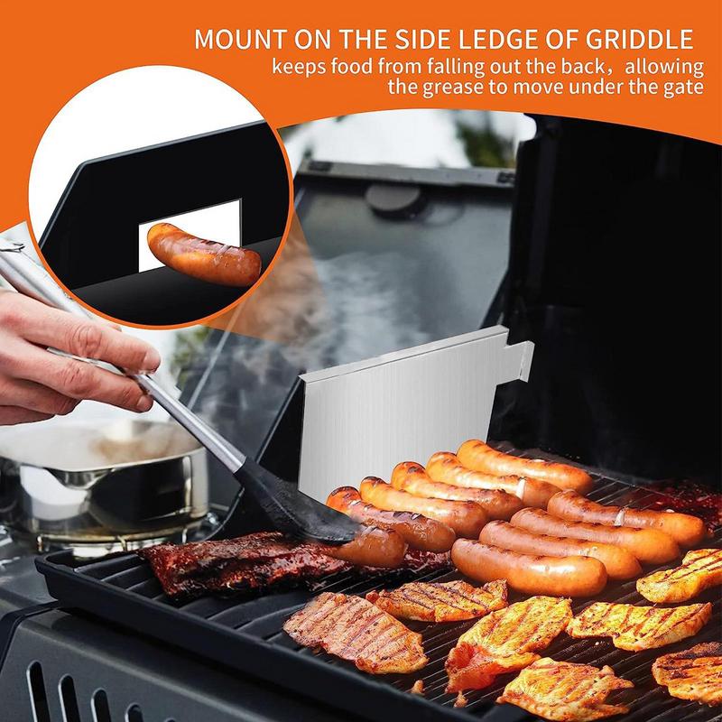 Grease Gate Stainless Steel 2X Drain Blocker For Griddle Rear Grease Blocker Griddle Accessories Barbecue Tool Kitchen Cookware