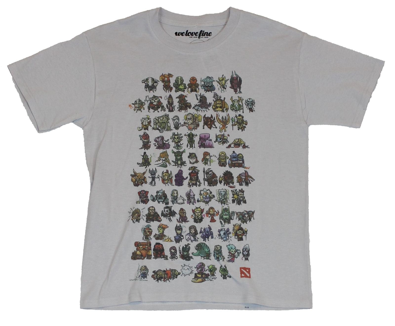 Dota 2 Adult New T-Shirt - Chibi Style Hero Line Up All Over Pic XXL