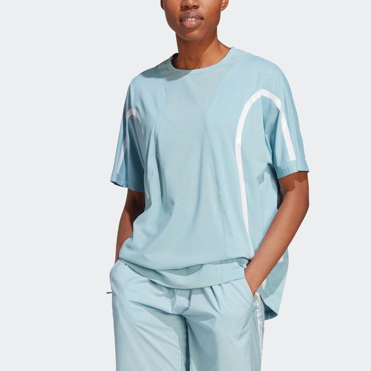 Adidas x Stella McCartney Round Neck Short Sleeve Sport T-shirt Women Tops Grey Blue IC6015