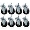 8PCS Rubber Swivel Casters Black Universal Wheel Portable Caster Wheels  Luggage