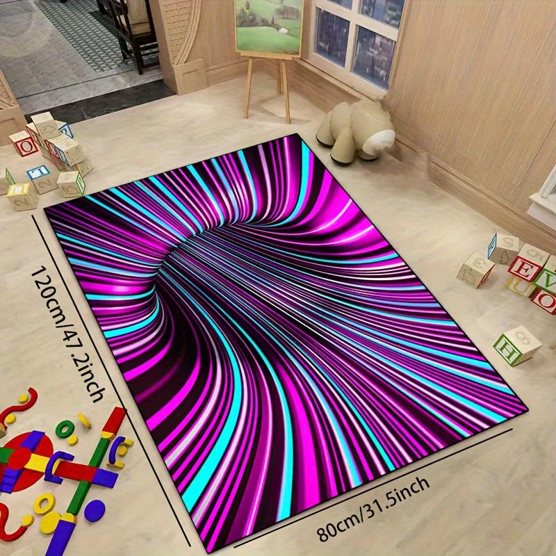 Vibrant Swirls 3D Rug for Contemporary Decor  Abstract Art Carpet Bold Colorful Flooring Anti Slip Carpet Can Be Machine Washed