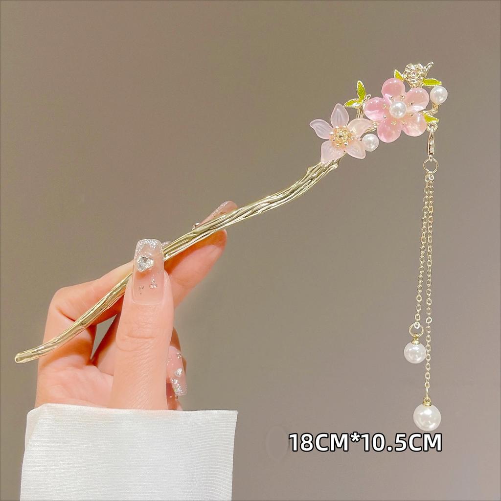 1 szt. Chińskie starożytne akcesoria do włosów kwiat konwalia frędzel spinki do włosów kostium Hanfu patyczek do włosów dla kobiet mężczyzn prezent