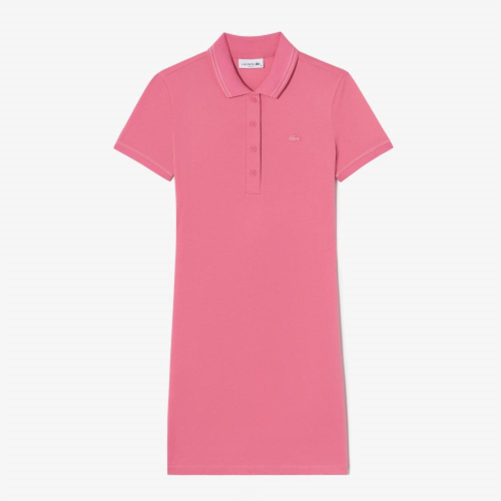 

LACOSTE Женское мини-платье-поло с пике [темно-розовое]