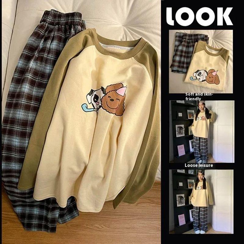 

круглый вырез шеи с принтом мультяшного принта домашняя одежда