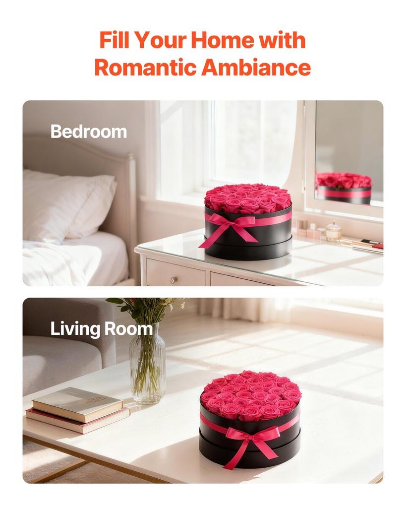 Forever Flowers, 27 Preserved Roses In a Box, Eternal Flowers Immortal Bouquet Birthday Present for Delivery Prime Women Her Wife Mothers,