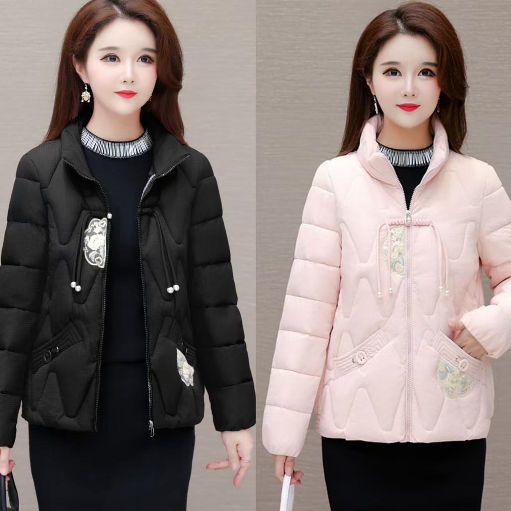 Down cotton-padded clothes women's stand-up collar short embroidered new cotton-padded jackets loose warm thick coats