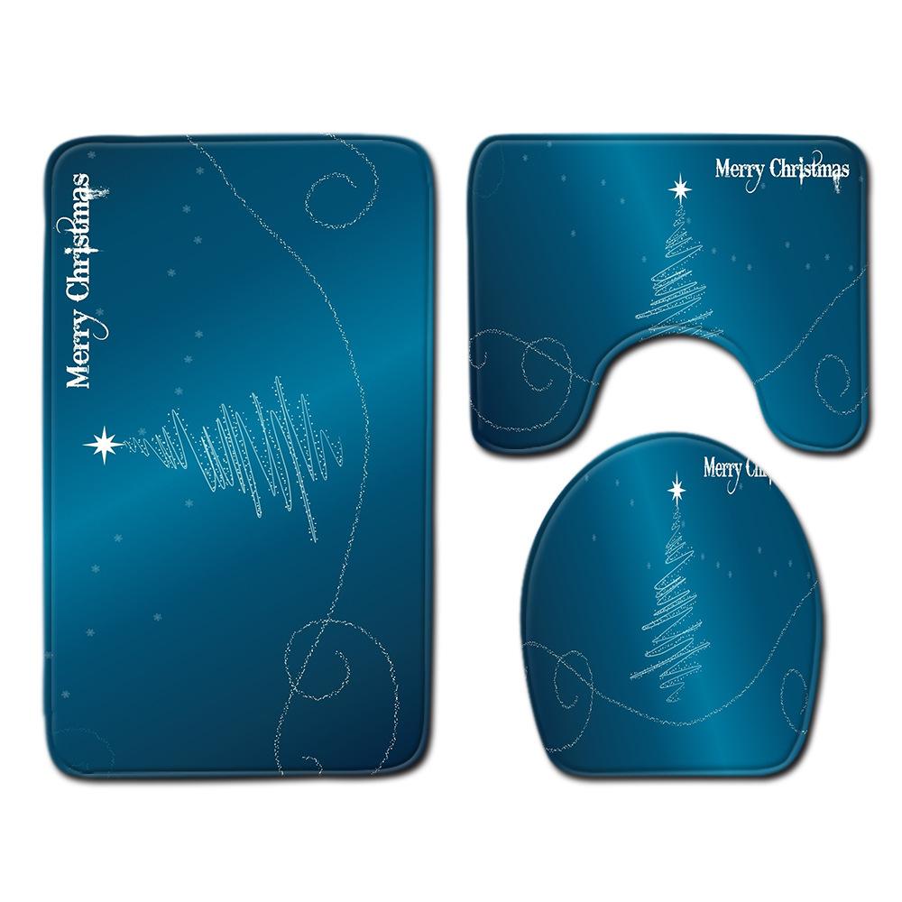 Christmas Bathroom Floor Mat Toilet Three-Piece Set
