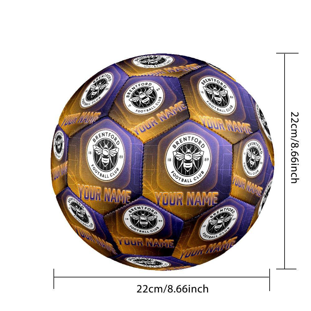 Size 5 Football Custom Name Text, Outdoor Training Soccer BallBrentford Football