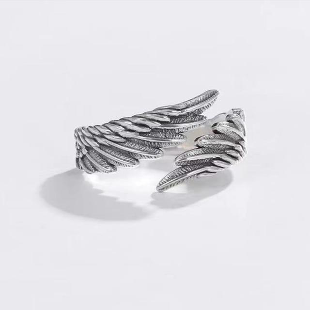Men Matching Best Friend Stylish Trendy Style Promise Rings Teen Angel Demon Wing Couples For Women Rings Thumb Jewelry EngagementTrendy Rings