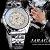 JARAGAR 212 Men New Automatic Mechanical Watch Fashion Business Leisure Multifunctional Stainless Steel Wristwatch for Male Gift