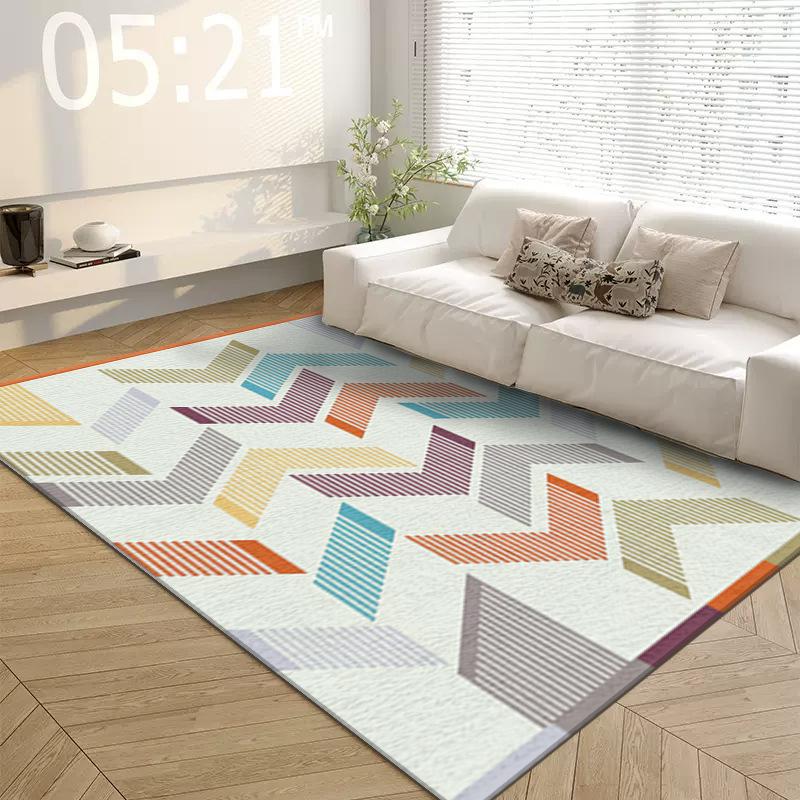 Simple Geometric Lines Imitation Cashmere Carpet Planting Bedroom Velvet Flat Replacement Bedside Blanket Tatami Floor Mat Living Room Table Blanket