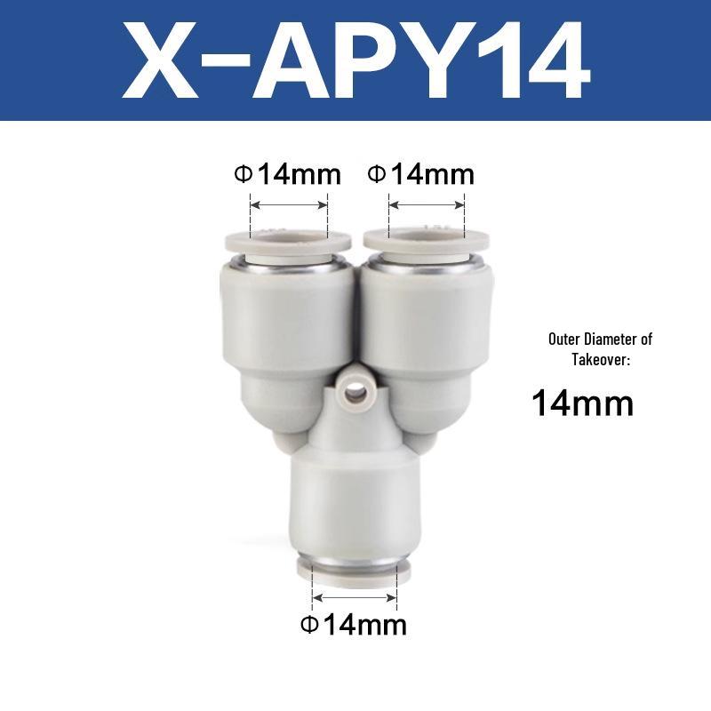 Yadake Pneumatic Y-Type Equal Diameter Three-Way Quick Connector for Air Tubes (4-12mm)